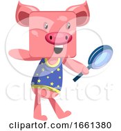 Poster, Art Print Of Pig With Magnifying Glass