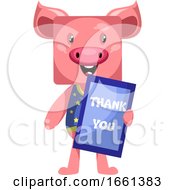 Poster, Art Print Of Pig With Thank You Sign