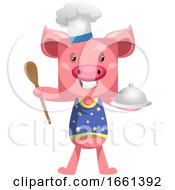 Poster, Art Print Of Pig In Chef Outfit