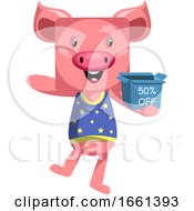 Poster, Art Print Of Pig With Sale Box