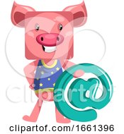 Poster, Art Print Of Pig With An Email Sign