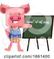 Poster, Art Print Of Pig With Blackboard