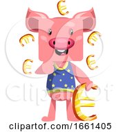 Poster, Art Print Of Pig With Euro Sign