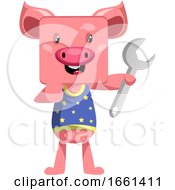 Poster, Art Print Of Pig With Wrench