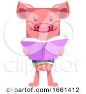 Poster, Art Print Of Pig Reading Book