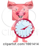 Poster, Art Print Of Pig With Clock