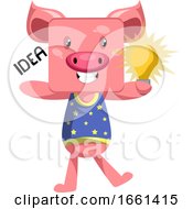 Poster, Art Print Of Pig With Lighting Bulb