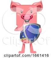 Poster, Art Print Of Pig With Shield