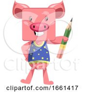 Poster, Art Print Of Pig With Pen