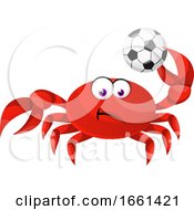 Poster, Art Print Of Crab With Football Ball