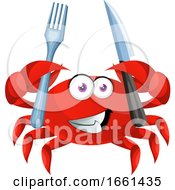 Poster, Art Print Of Crab With Knife And Fork