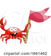 Poster, Art Print Of Crab With Red Flag
