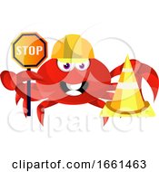 Poster, Art Print Of Crab With Stop Sign