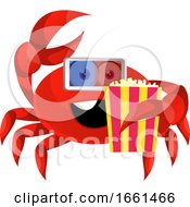 Crab With Popcorn And 3d Glasses