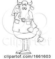 Poster, Art Print Of Cartoon Black And White Cow Talking On A Cell Phone
