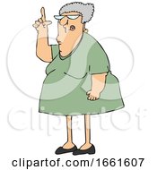 Cartoon Senior Woman Pointing Up