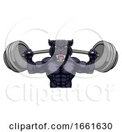 Poster, Art Print Of Panther Mascot Weight Lifting Body Builder