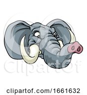 Poster, Art Print Of Angry Elephant Cartoon Animal Sports Mascot