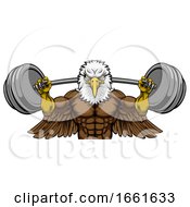 Eagle Mascot Weight Lifting Barbell Body Builder by AtStockIllustration