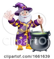 Poster, Art Print Of Wizard Cartoon Character And Cauldron
