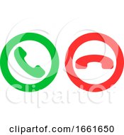 Poster, Art Print Of Icon Or Button Of Green And Red Handset Silhouettes Which Symbolize Accept And Decline Phone Call