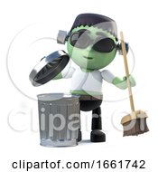 3d Child Frankenstein Tidies With His Broom by Steve Young
