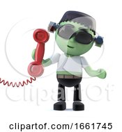 3d Cute Halloween Frankenstein Monster Answers The Phone by Steve Young
