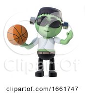 3d Child Frankenstein Plays Basketball by Steve Young