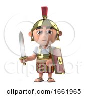 3d Roman Centurion Soldier Has Sword Drawn by Steve Young