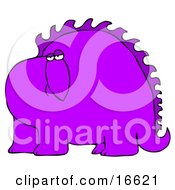 Big Purple Dinosaur With Spikes Along His Back Looking At The Viewer With A Bored Or Sad Expression Clipart Image Graphic by djart