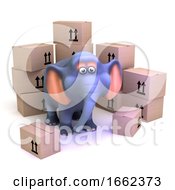 3d Elephant Among Boxes by Steve Young