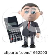 3d Businessman Uses A Calculator
