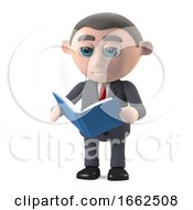 3d Businessman Reads A Book