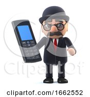 3d Bowler Hatted British Businessman Has A Cellphone by Steve Young
