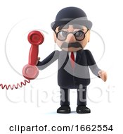 3d Bowler Hatted British Businessman Answers The Phone by Steve Young