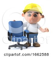 3d Construction Worker Offers You A Chair by Steve Young