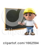 3d Construction Worker At The Blackboard by Steve Young