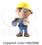 3d Construction Worker Has A Pair Of Binoculars by Steve Young