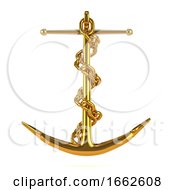 3d Gold Anchor With Chain