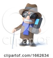 3d Blind Man Chats On A Cellphone