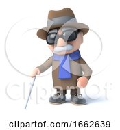 3d Blind Man Walking With A Cane
