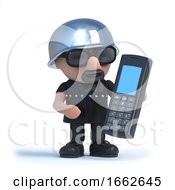3d Biker Chats On A Mobile Phone