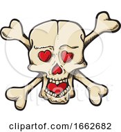Poster, Art Print Of Skull And Crossbones With Hearts