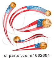 Poster, Art Print Of Basketballs With American Flag Tails