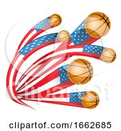 Poster, Art Print Of Basketballs With American Flag Tails