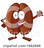 Cartoon Coffee Bean Mascot Waving
