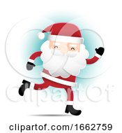 Poster, Art Print Of Running Santa Claus Over Blue