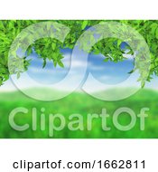 Poster, Art Print Of 3d Grassy Landscape With Green Leaves