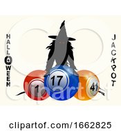 Poster, Art Print Of Halloween Jackpot Background With Witch And Balls