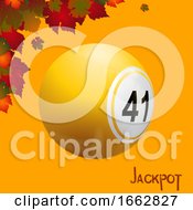 Poster, Art Print Of Autumn Bingo Lottery Ball And Leafs Jackpot